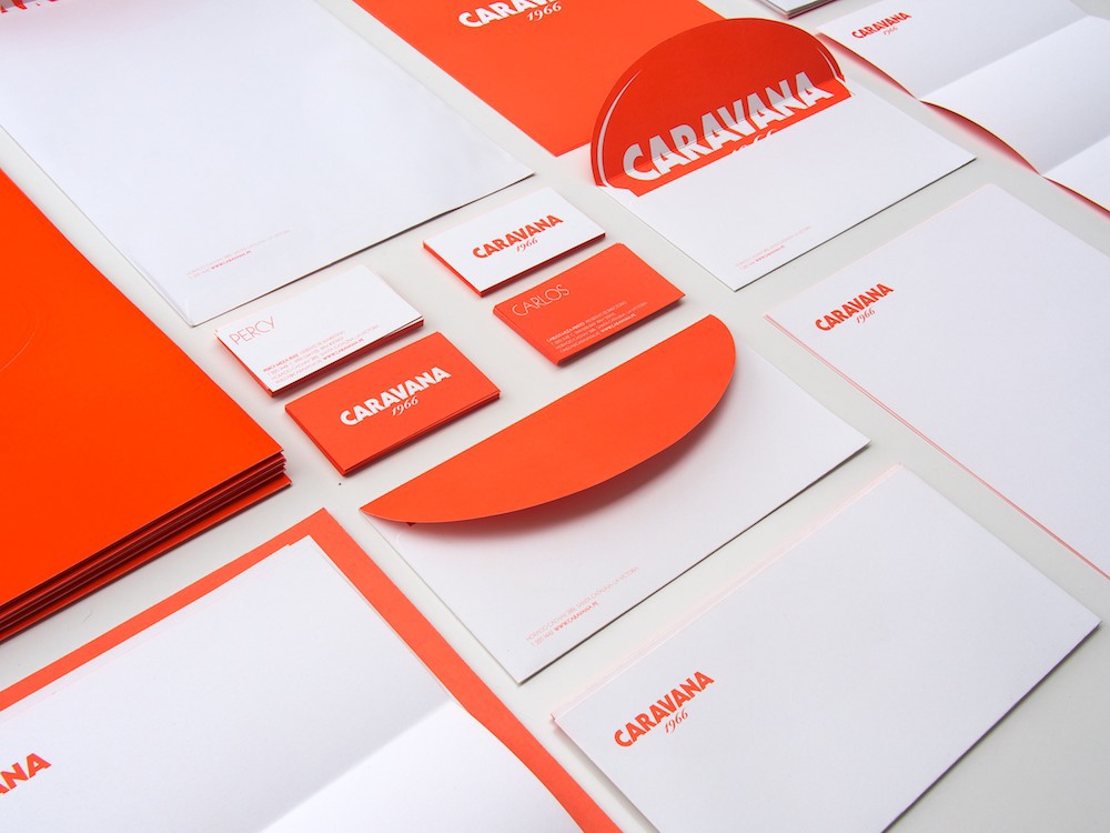 caravana restaurant identity orange oval stationary IS Creative Studio
