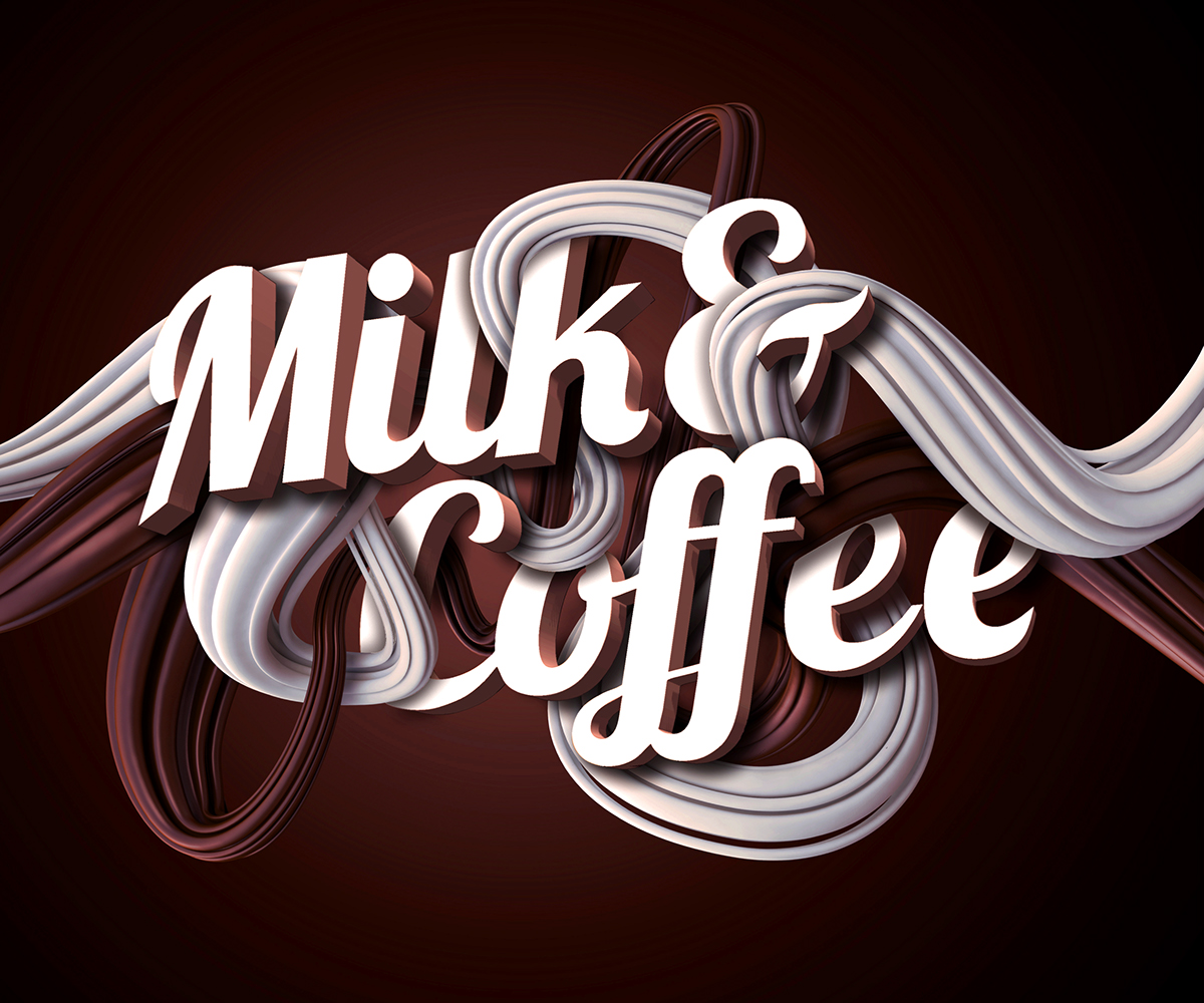 digital art type lettering typographic photoshop 3D Food  dessert sugar sweet milk Coffee honey caramel