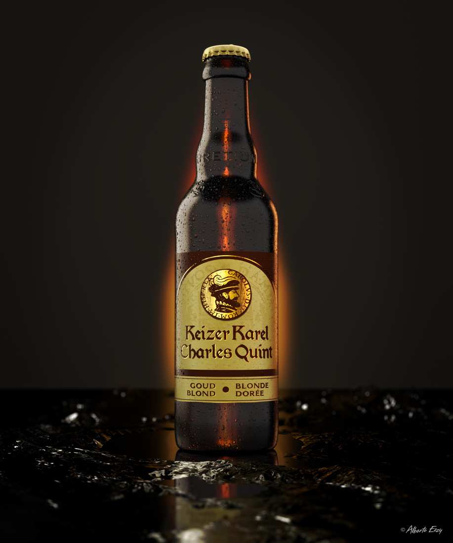 Adobe Portfolio CGI 3D beer Label bottle close-up condensation