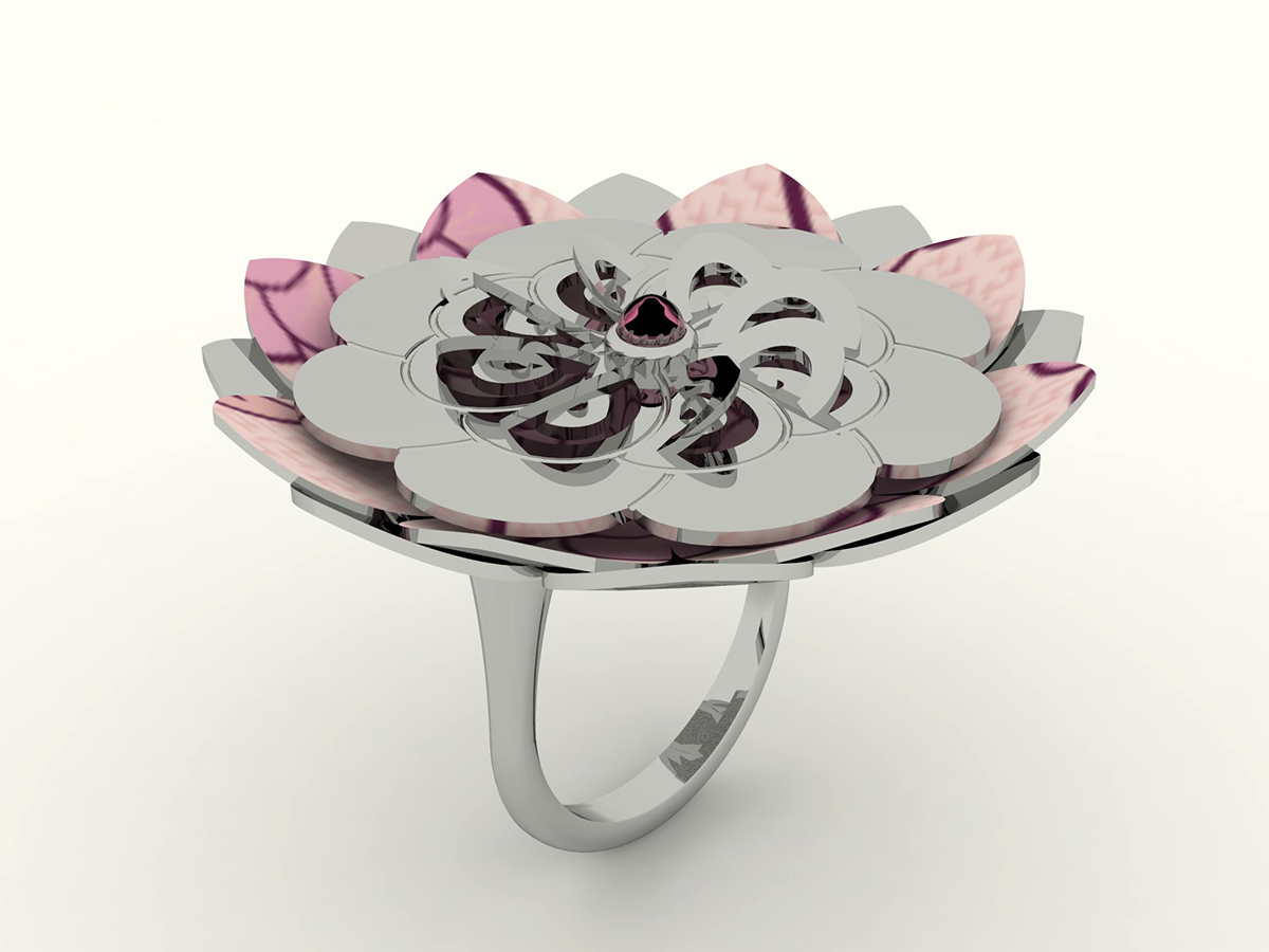 silver cad Rhino vray lariat pendants kirie flower earring studs Drop earrings Gems sakura hydrangea Lotus