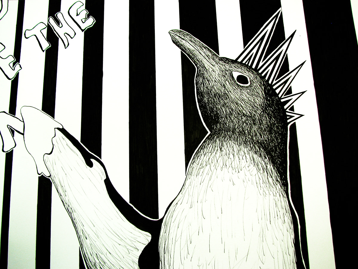 punk penguin ink negative space SCAD black White cool awesome Unique sweet Fun amazing paint animal