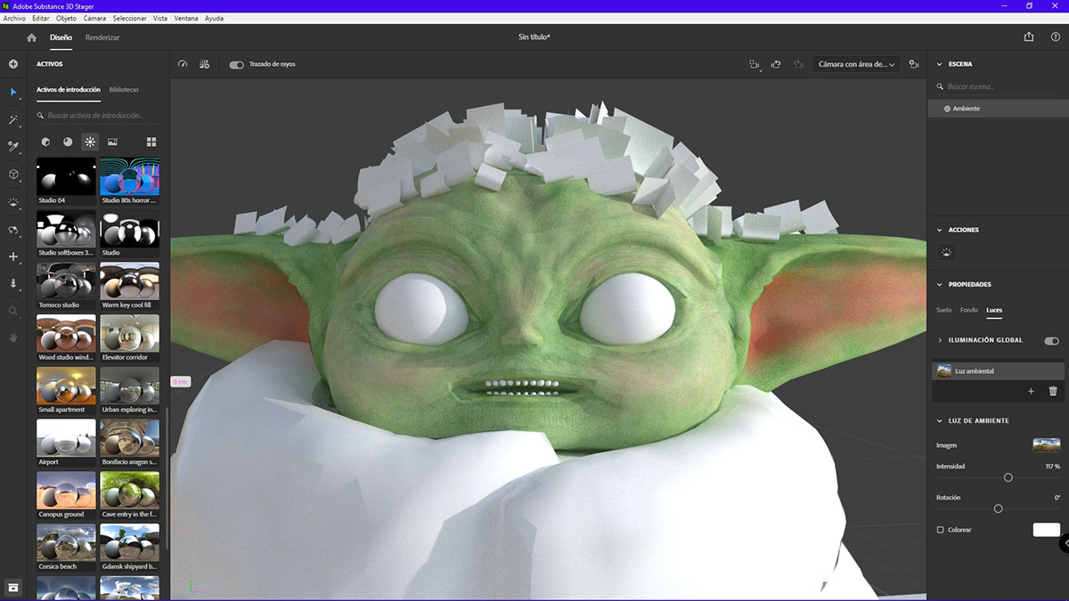 Adobe Substance 3D Stager baby yoda cinema 4d grogu 3d Render star wars subtance 3d painter Zbrush