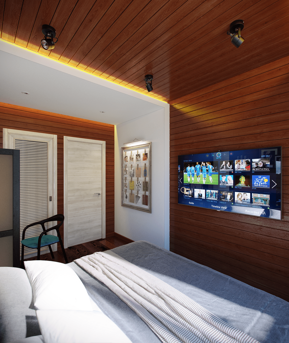 bedroom Interior 3D 3dmax wood Cedar vray ukraine stoner