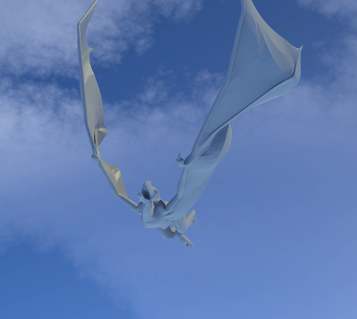 dragon blender modeling 3D wings tail SKY Flying standing Mouth