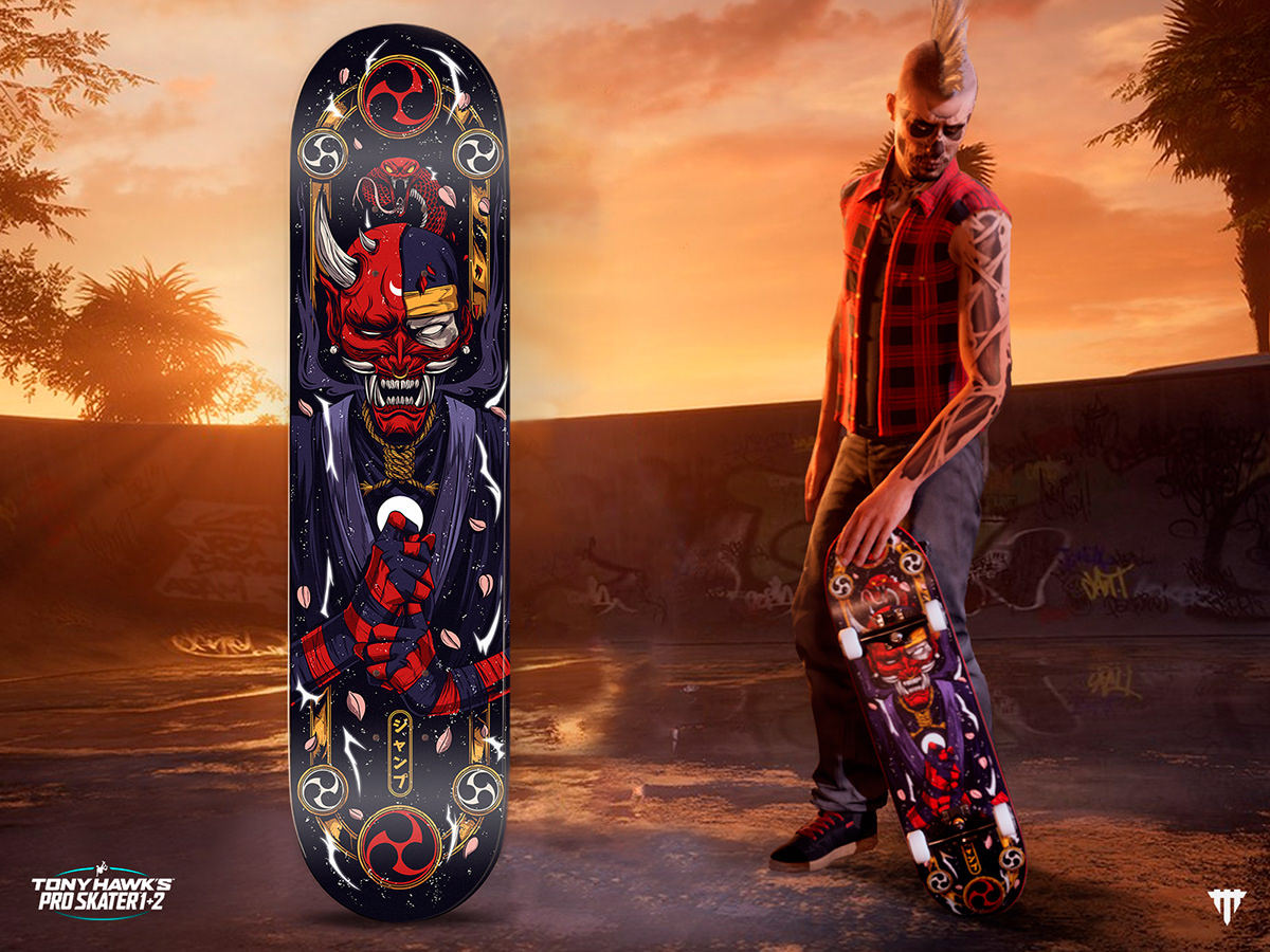 digitalart game graphicdesign Hannya ILLUSTRATION  japanese skate skateboard tonyhawk videogame