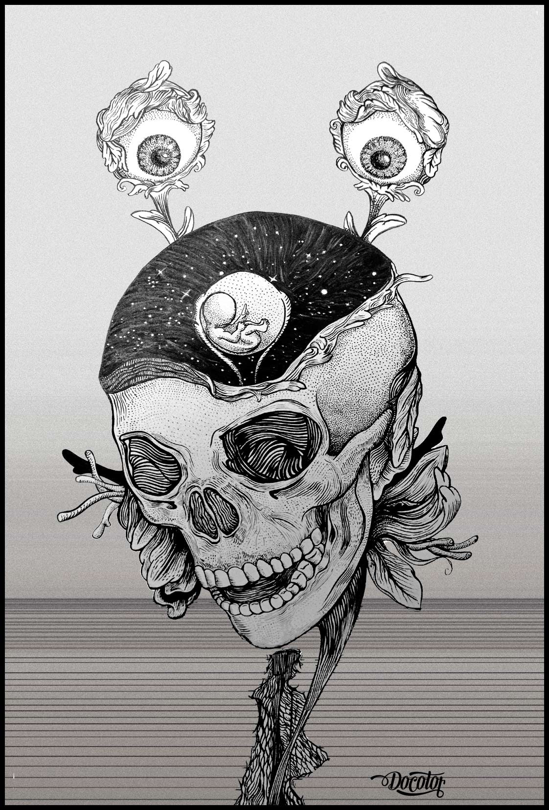 skull life live Halloween calavera Vida dead Muerte Space  ink inktober tatto draw sketch eldocotor