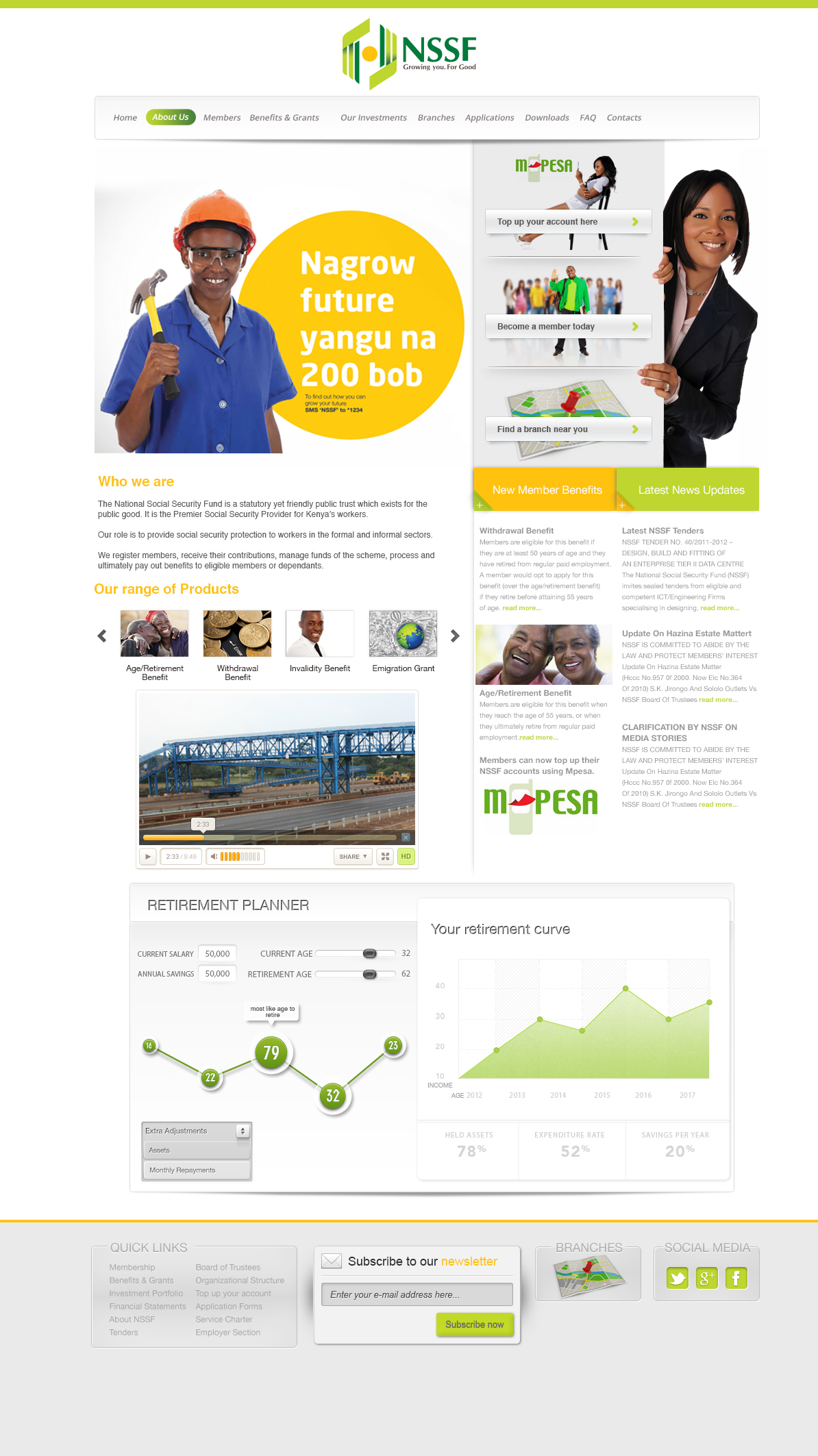 Website social security pension corporate kenya nairobi interface design