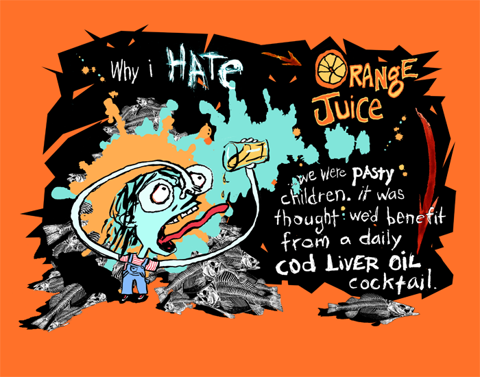 humor cartoon childhood Orange Juice Health hand-lettering