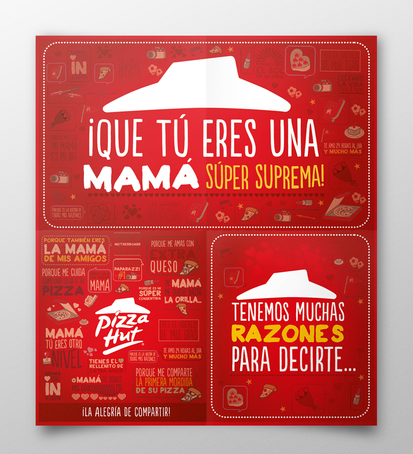 Pizza Hut El Salvador ads Pizza mother day box type design logo