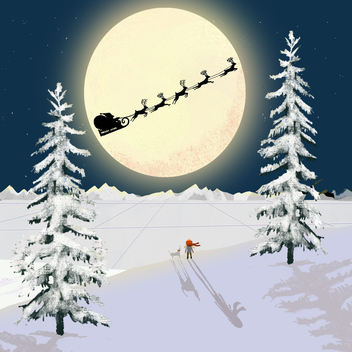 book illustration children's book Christmas Holiday moon Picture book Santa Claus snow Snow Day winter