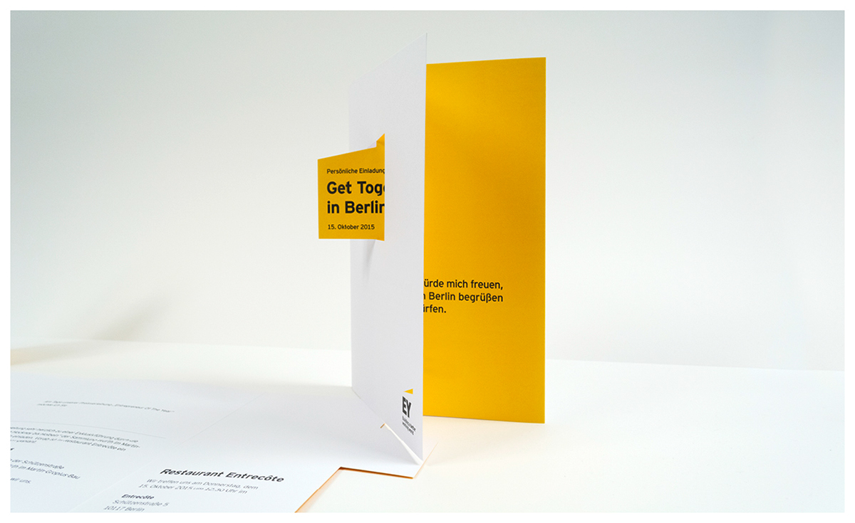 EY Ernst & Young berlin GET TOGETHER Invitation Medienmassiv flyer graphic design  Layout print