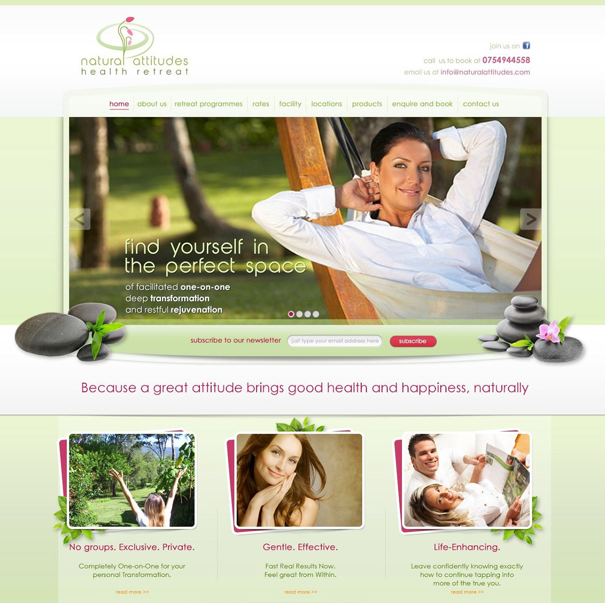 Health retreat  spa Australia relationship Wellness interface design Website