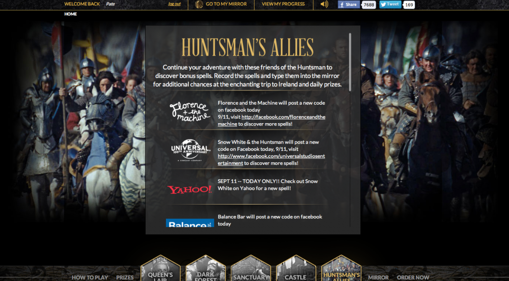 movie website Promotional Website game