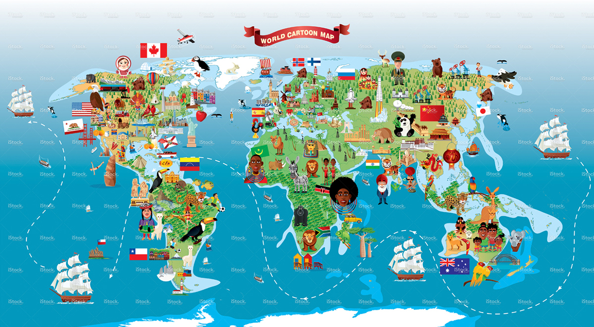 Cartoon map of World on Behance
