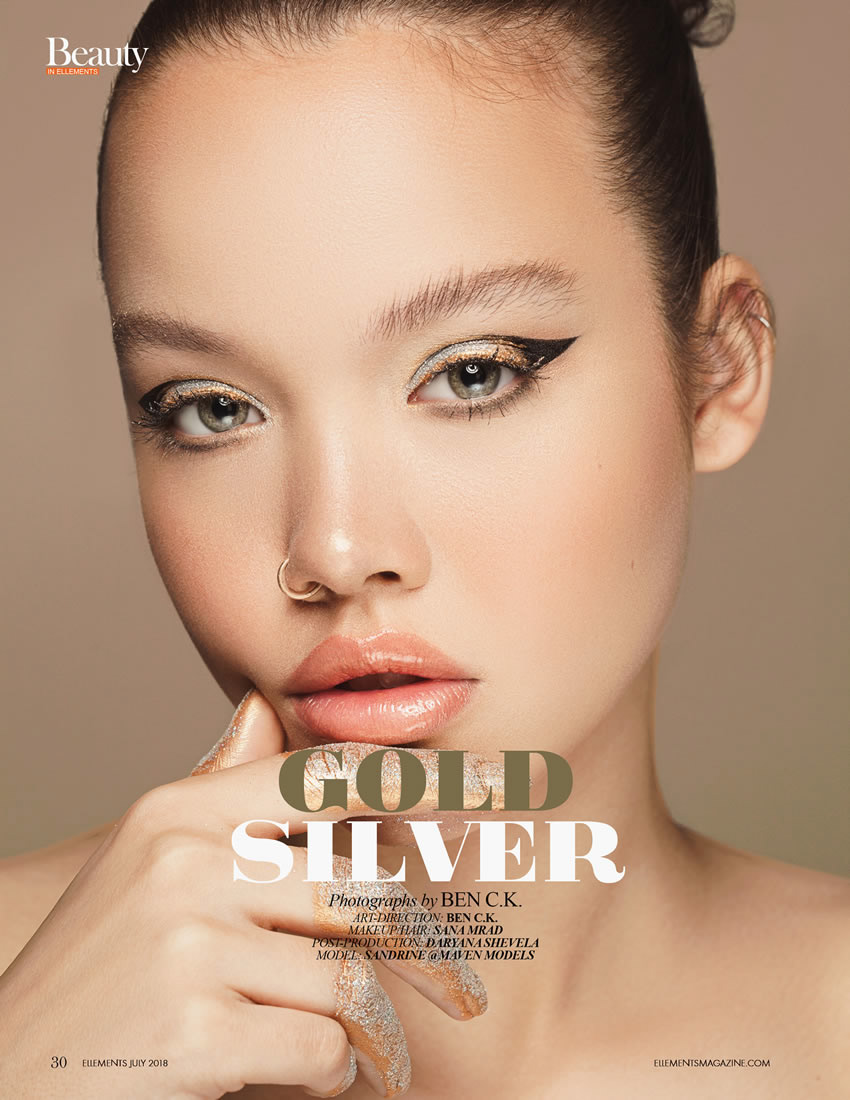 beauty editorial headshot portrait makeup glitters studio Montreal macro