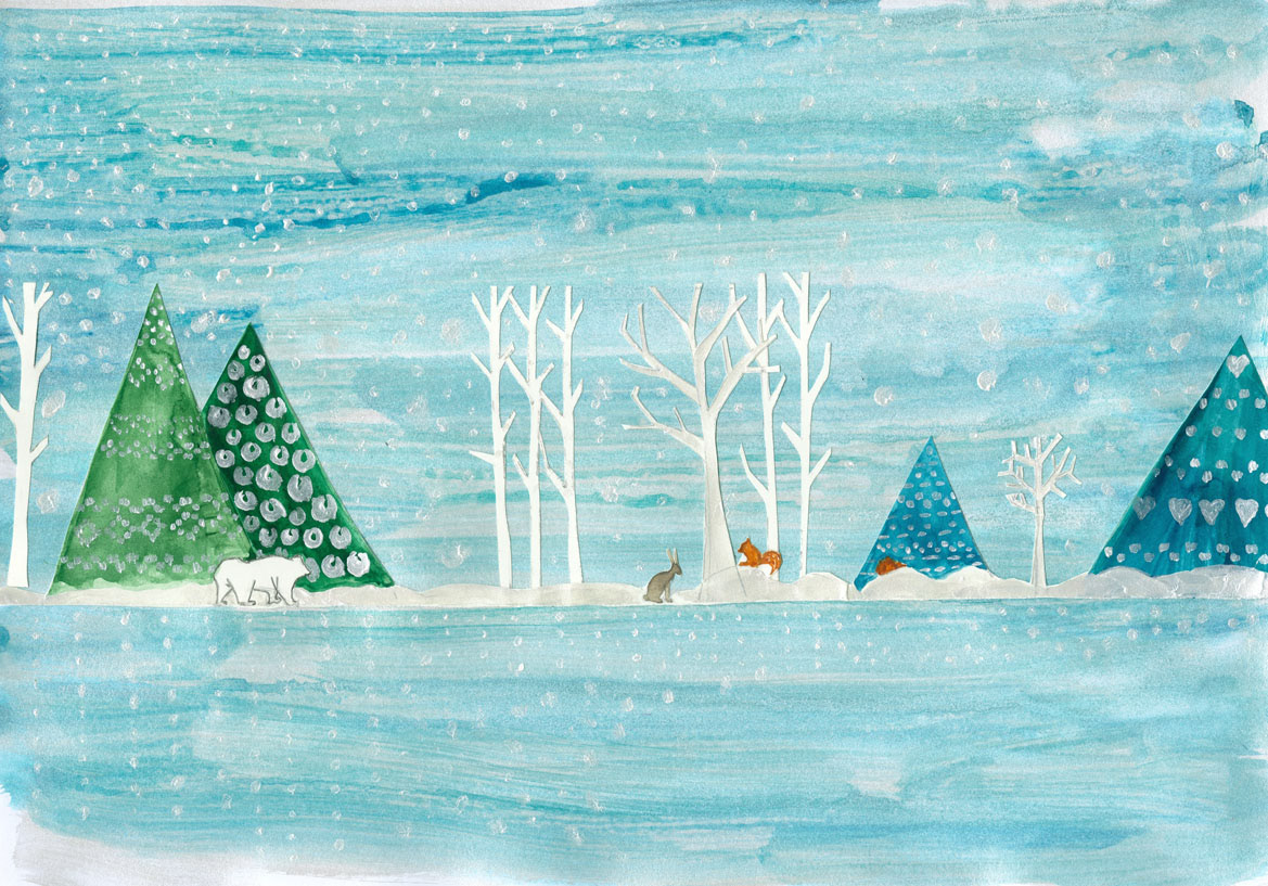 snow Tree  children's forest Christmas Polar Bear Holiday