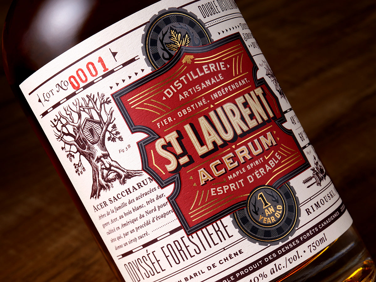 alcohol bottle branding  Canadian label design liquor maple Packaging print design 
