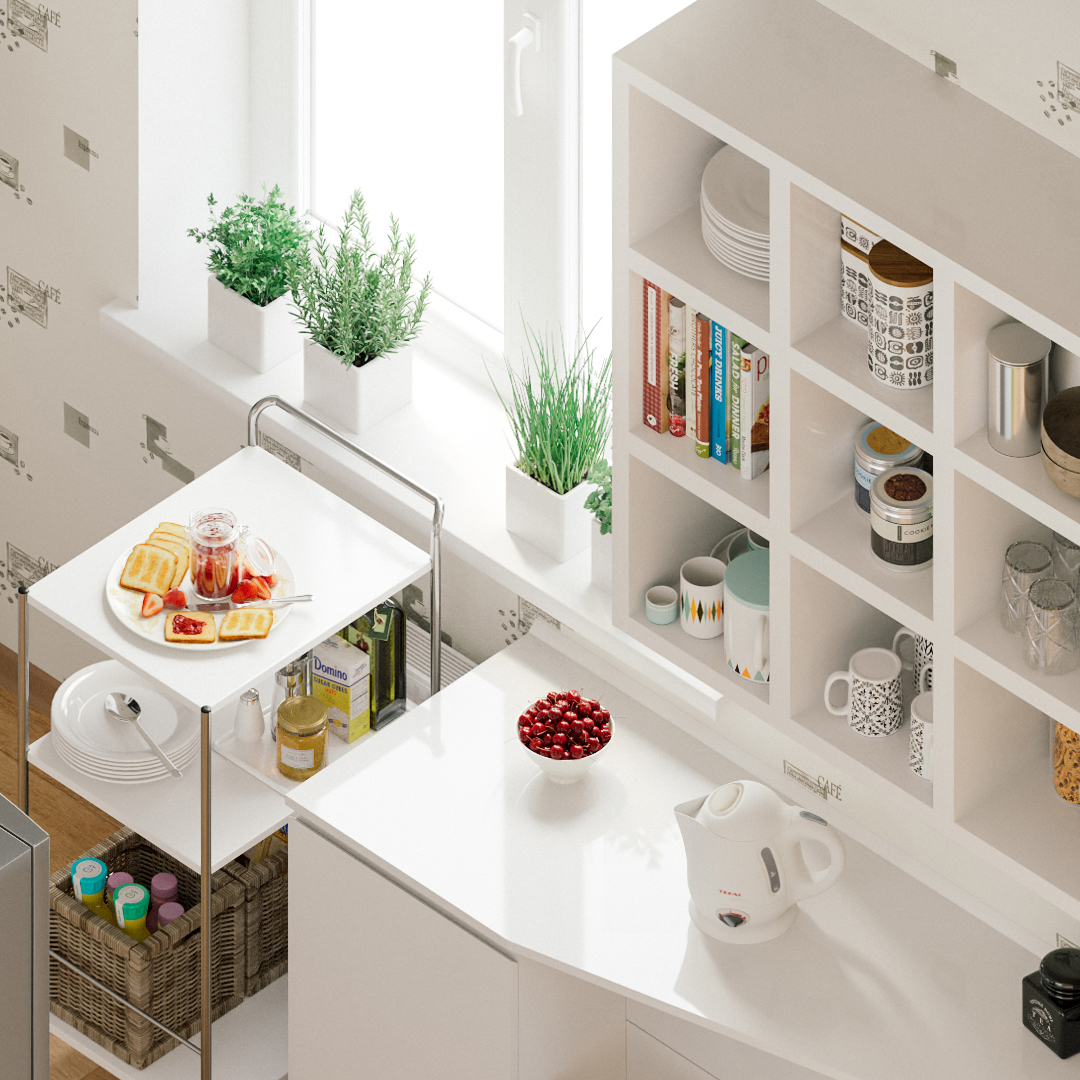3D rendering isometry kitchen Interior architectural visualisation 3dsmax corona corona renderer