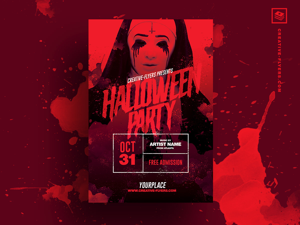 halloween flyer Halloween party graphics design Adobe Photoshop card invitations Halloween flyer photoshop red cards  flyer psd creative psd
