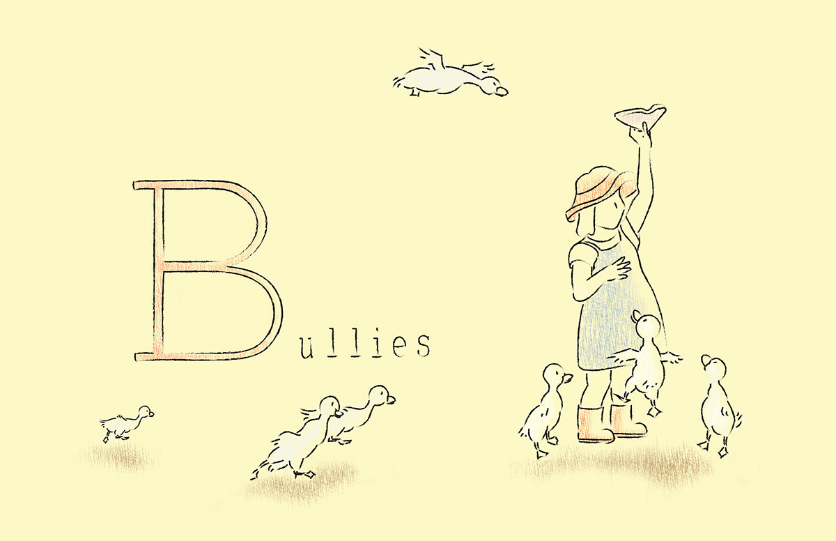 adobe illustrator Alphabet Illustration bullies bully illustration duck duck illustration ducks Illustrator letter b the letter B