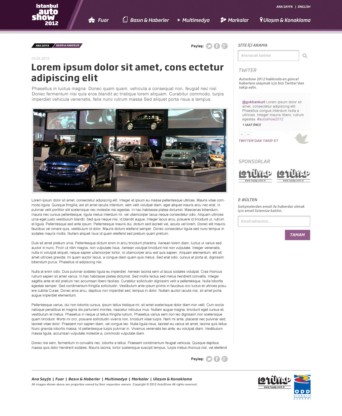 color autoshow car Turkey istanbul cover landing page landing