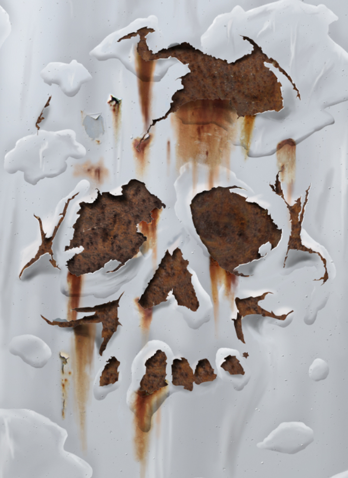 skull death rust plexi print blood paint break