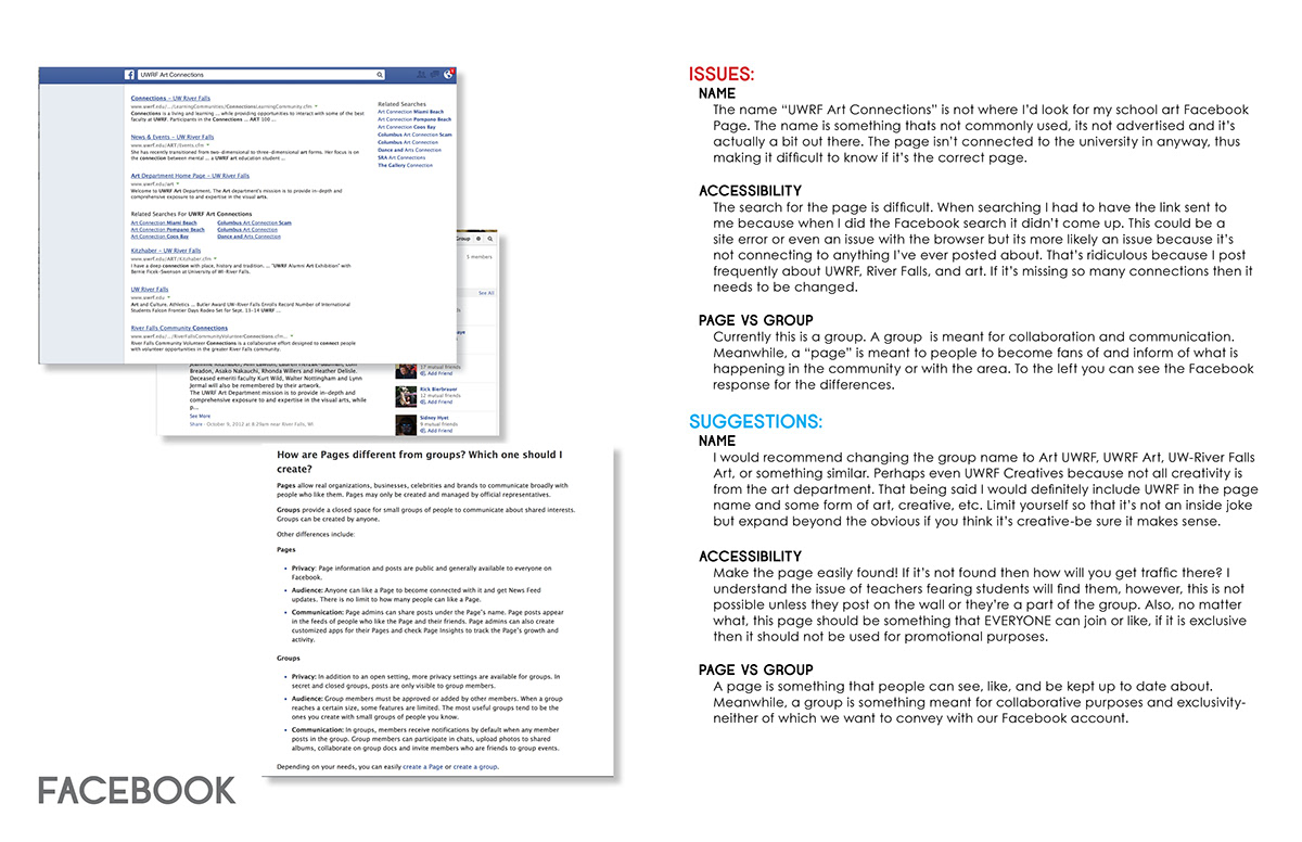 UWRF art department social media online marketing Social Networking web analysis social media analysis