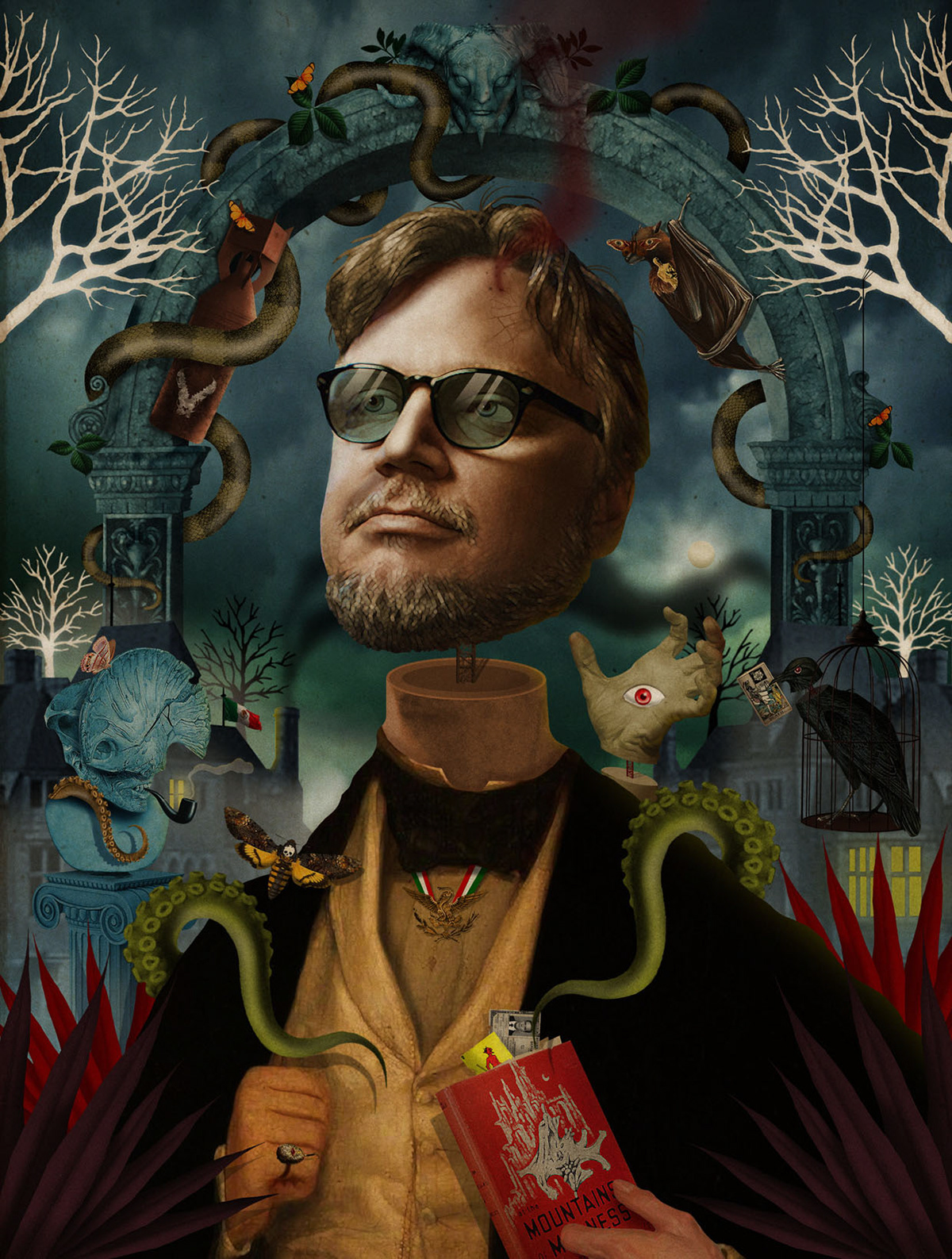 guillermo del toro fantasy Movies director ILLUSTRATION  monsters night beauty horror collage