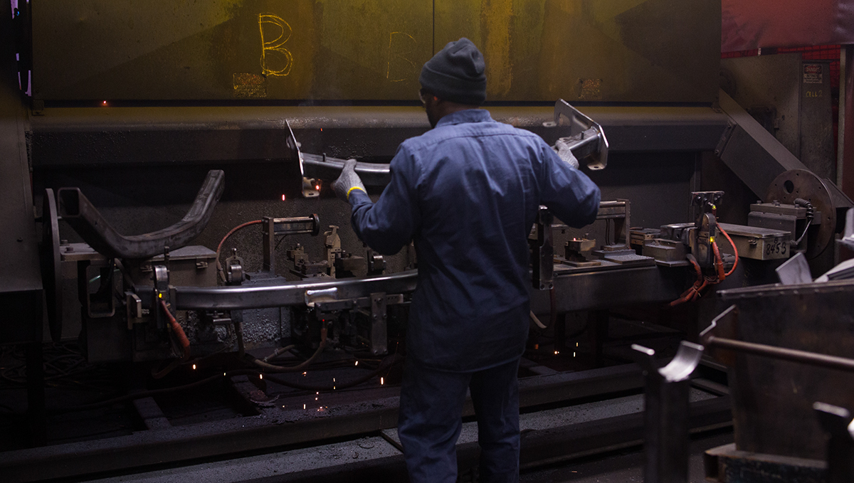 industrial metal machine shop weld welding spark fire rust belt Cleveland ohio
