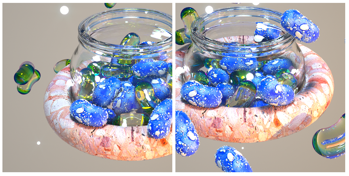cinema4d jellybean color glass material octane 3D model glow light