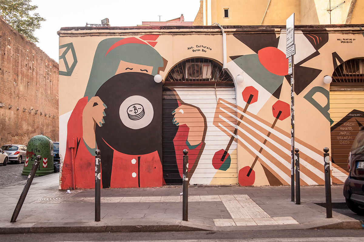 streetart Graffiti painting   music bar club geometric