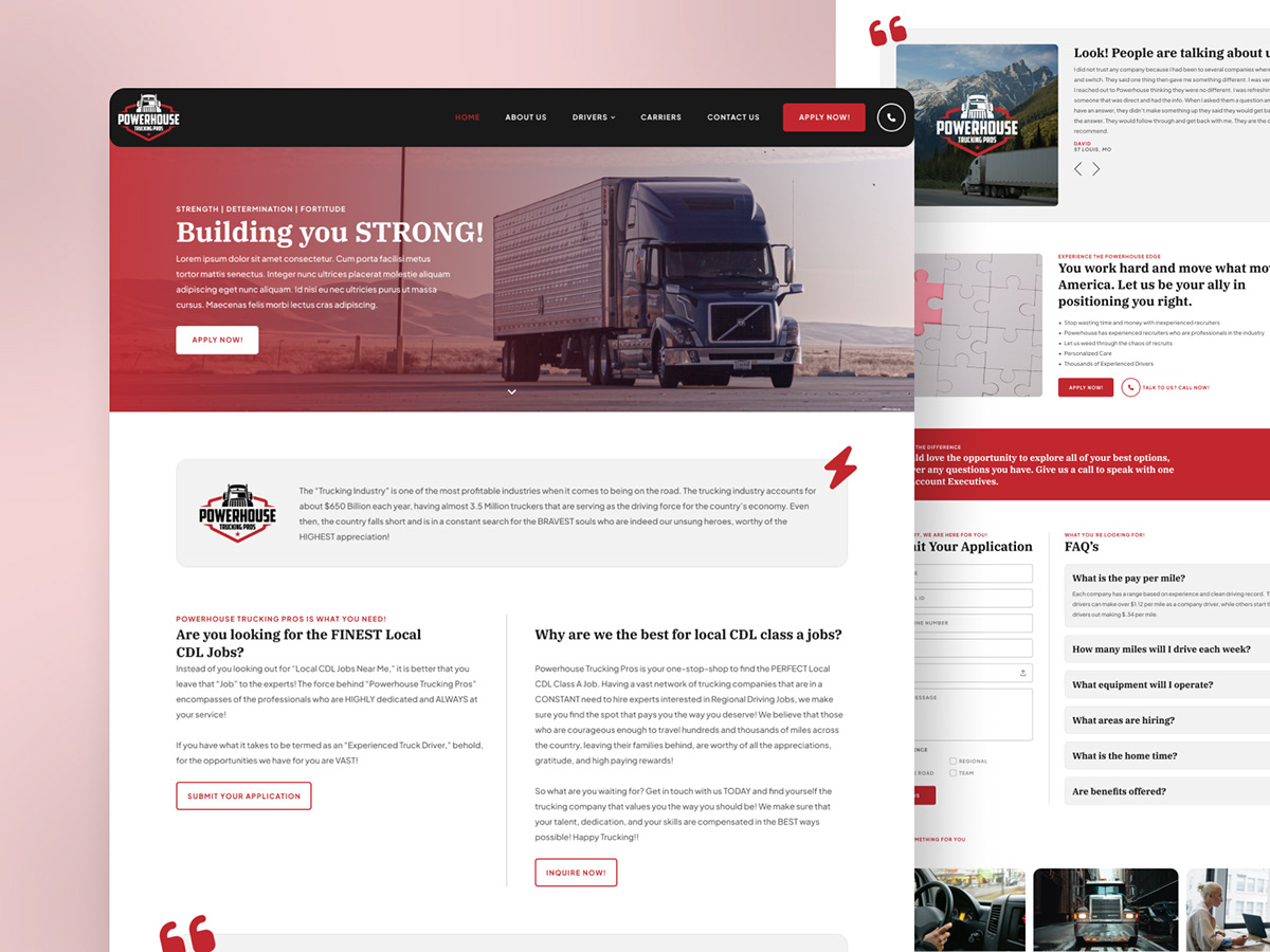 ux UI/UX Figma Web Design  trucking truck driver hire design Canada Toronto