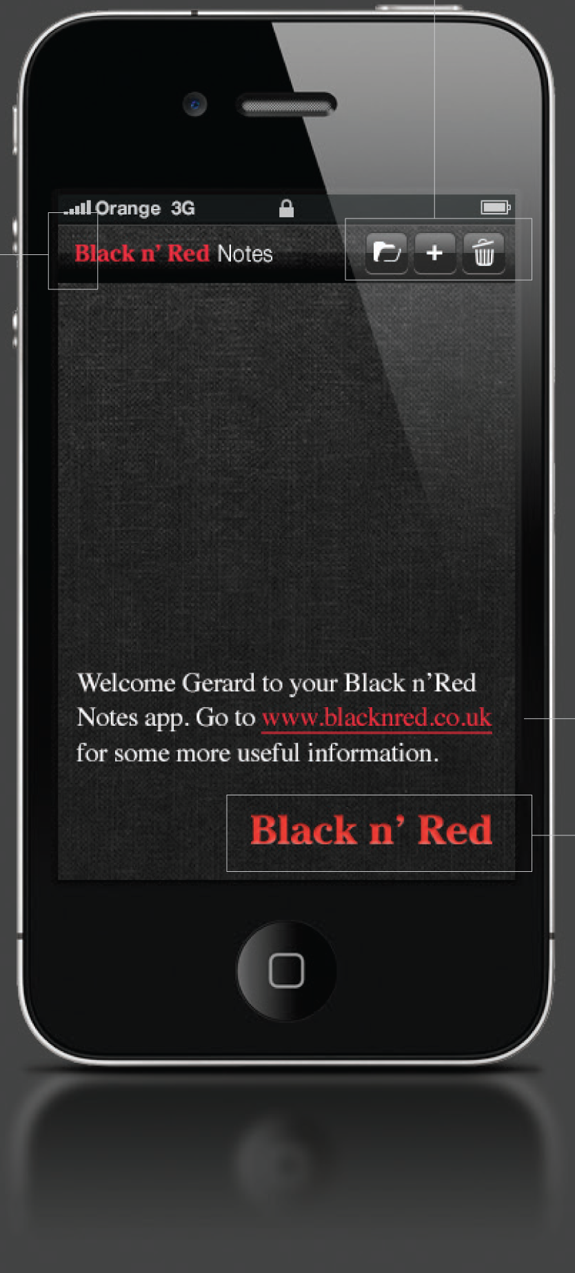 ios Black n'Red iphone iPad notes