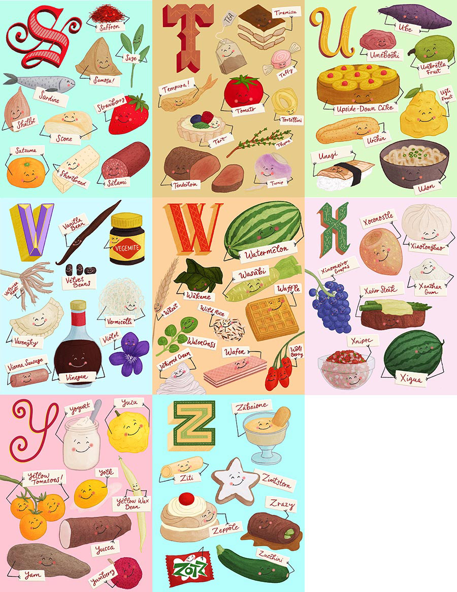 alphabet Drop Cap Food  food alphabet food art food drawing food illustration food lettering lettering letters