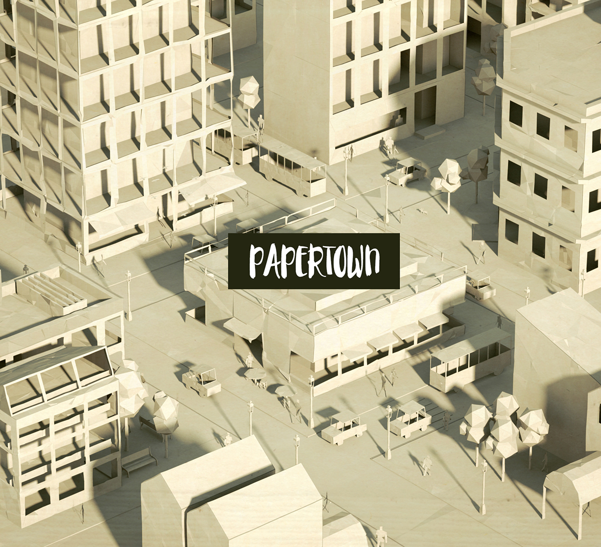 paper town Isometric cube polygon city Retro 3D cinema4d old papercraft