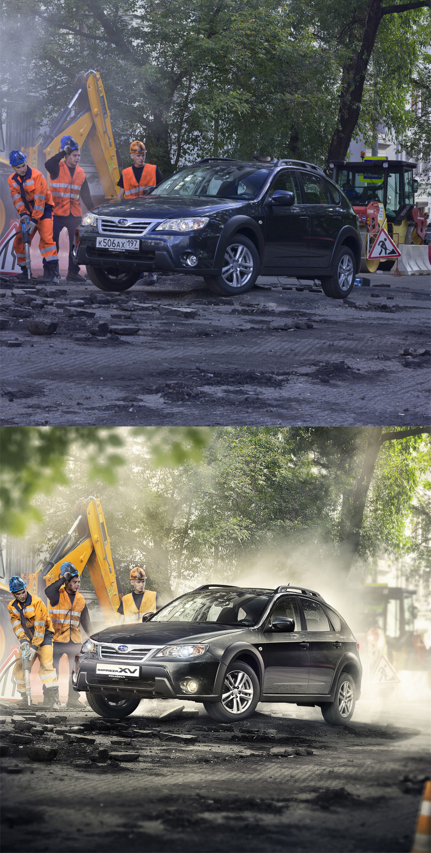 car Subaru ad Keyvisual before-after process making of post Photo Manipulation  photomanipulation