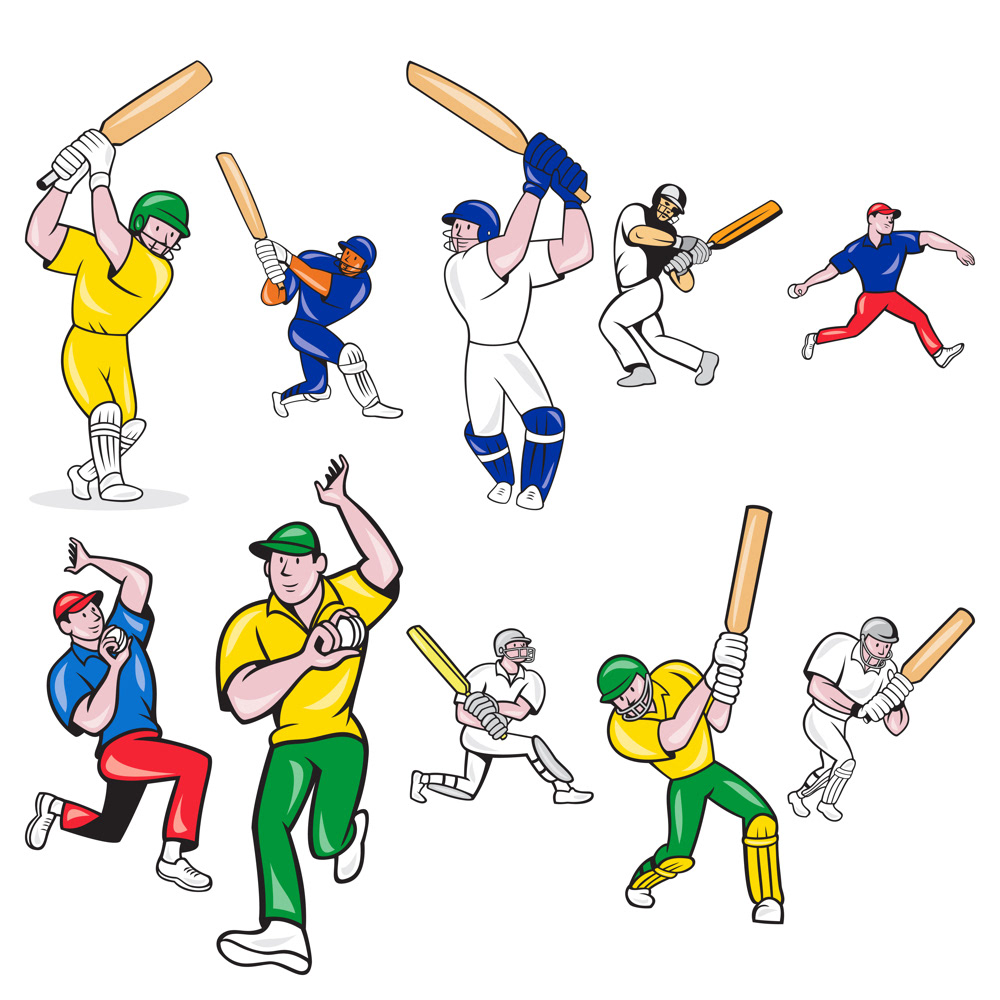 Cricket Player Cartoon Set on Behance