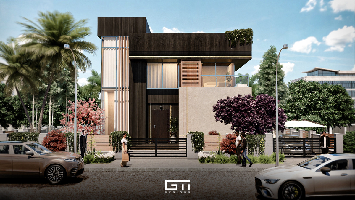 Villa 3D Rendering architecture visualization modeling Elevation design exterior modern 3d max