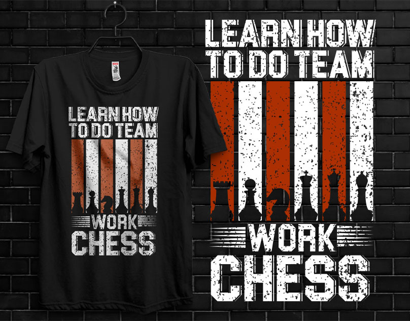 chess TEAMWORK strategy black t-shirt graphic tee motivational Silhouette chess pieces t shirt design Clothing
