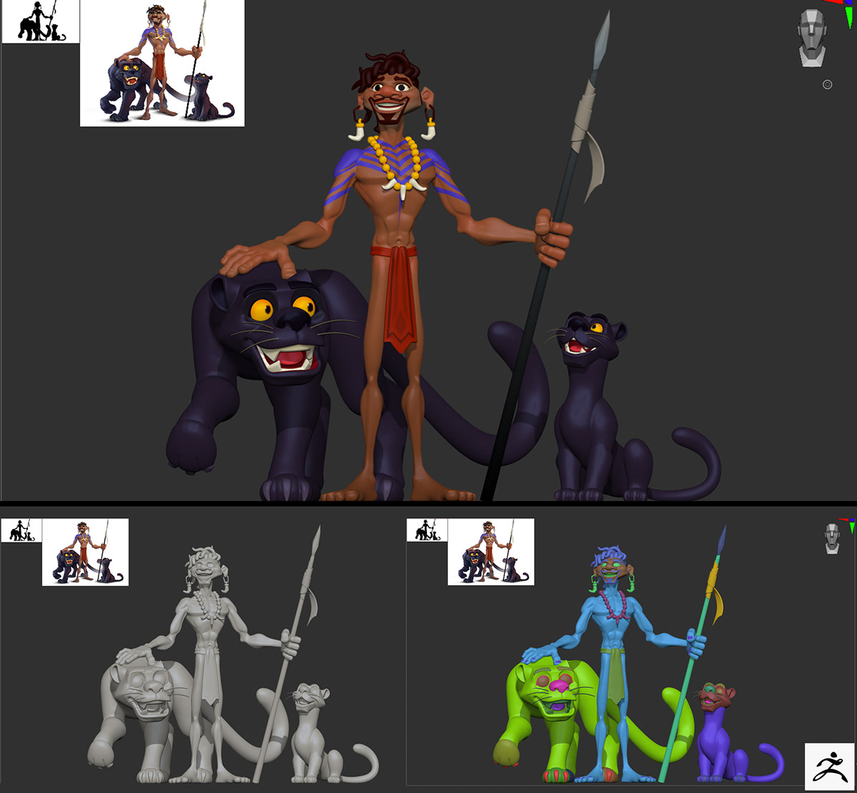 black panther black ILLUSTRATION  Character design  concept art 3D composition colour game design  animal
