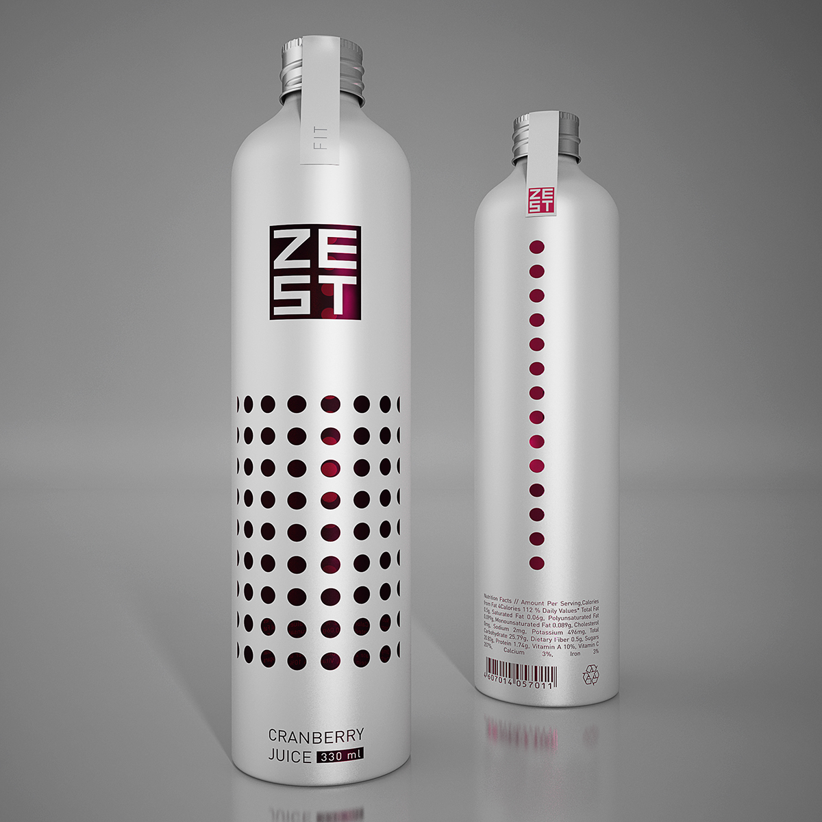 zest bottle design packaging design minimal 3d modeling branding  minimal packaging presentation natural product glass belgium cranberry juice simple