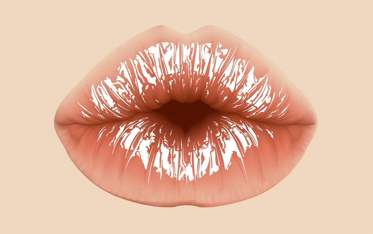 lips face vector portrait close up digital Illustrator gradient mesh kiss realistic