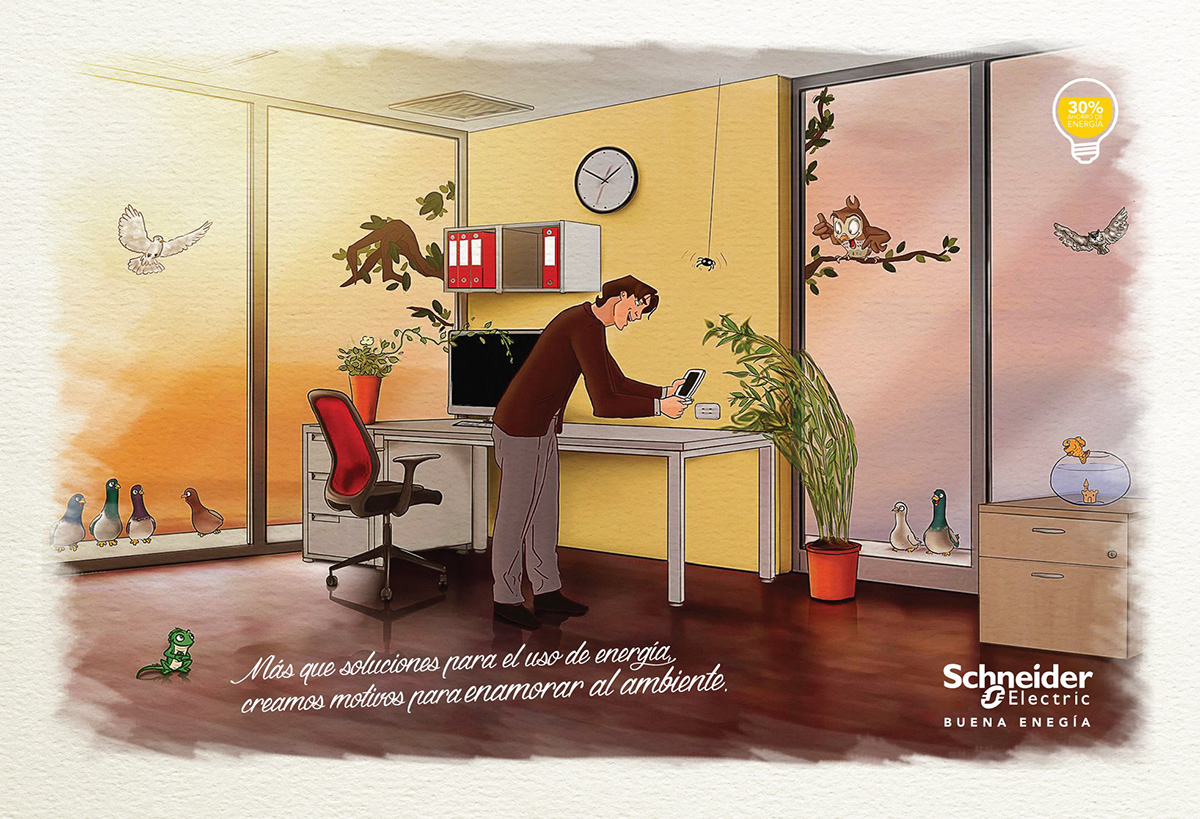 schneider ads disney sketch agency house kitchen Office light eco