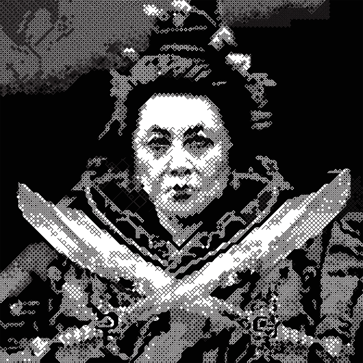 book women two faces pattern black and white raster pixel ILLUSTRATION  design orginal