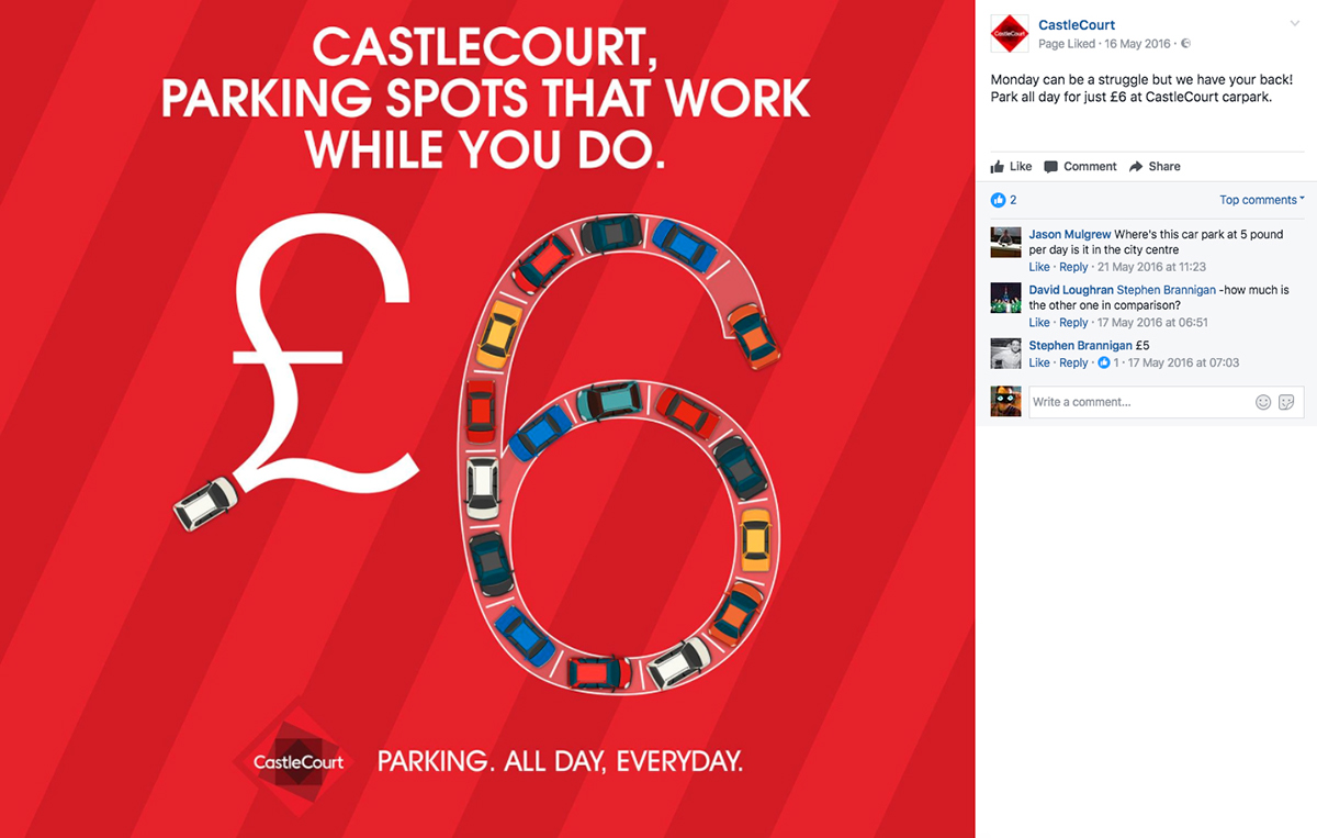 Belfast CastleCourt CastleCourt Shopping Centre Advertising  parking copywriting  digital screen