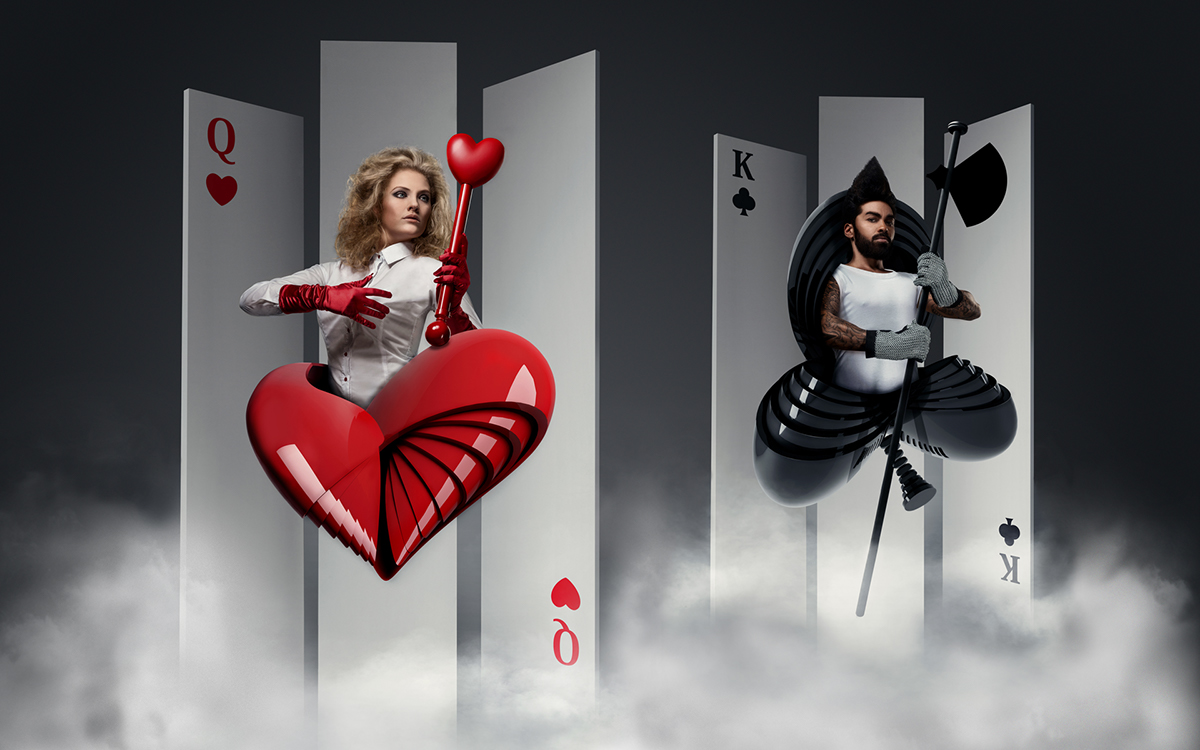 Playing Cards 3D king queen club spade diamond  heart playing arts