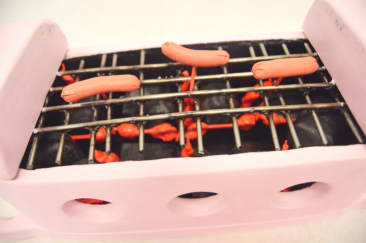 dog hot dog grill pink Food  whirligig crank