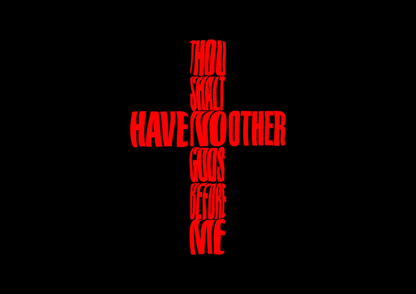 typography   typographic illustratrion black red cross religion