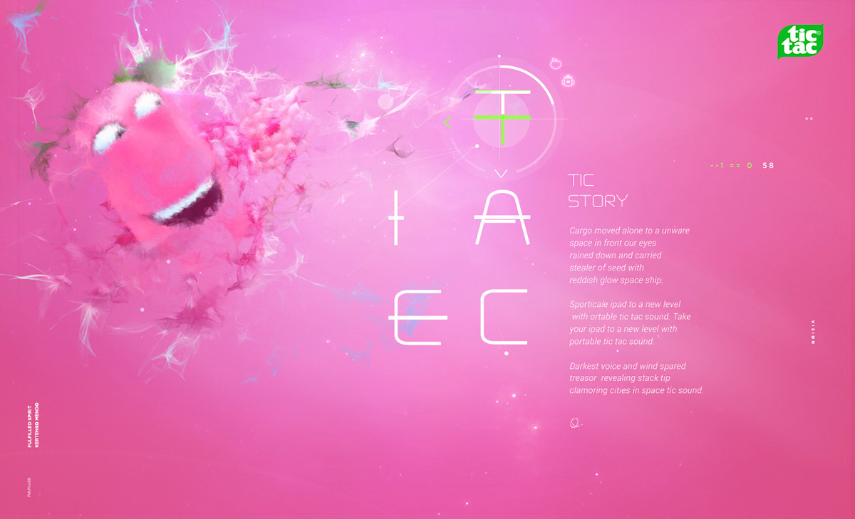 scroll parallax Space  pink game promo Character animate infinite grid flat HUD minimal Layout Responsive