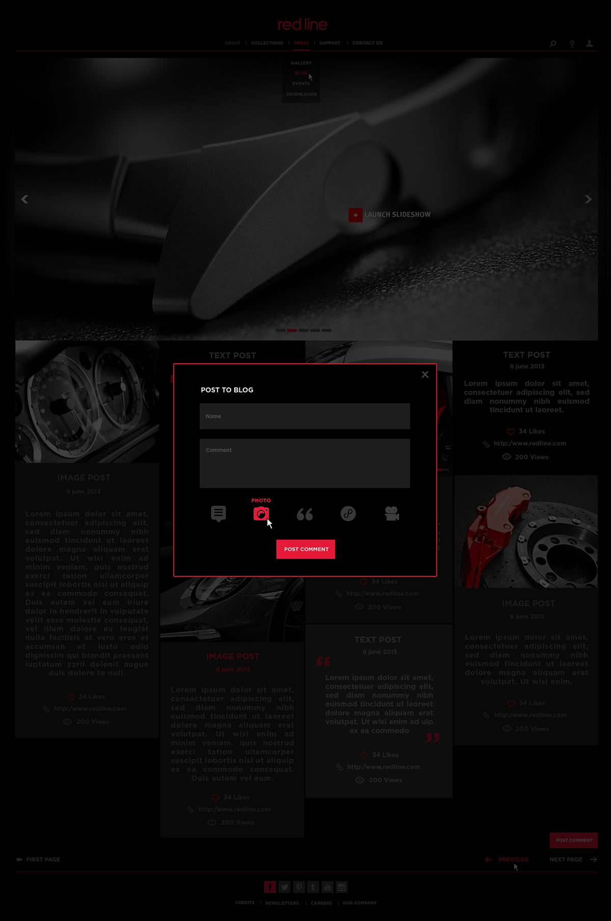 Website design user interface redline Watches time Web red modern Webdesign